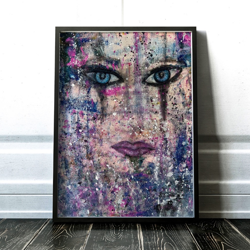 Eye Catching – Abstract Acrylic Painting of a Woman | 11x14 Canvas Pop Art - Picture 2 of 16